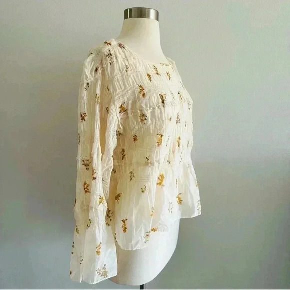 Rebecca Taylor Ines Smocked Floral Blouse Top S - Picture 6 of 11